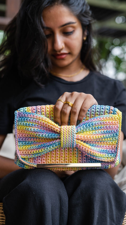 Multicolour Bow Clutch