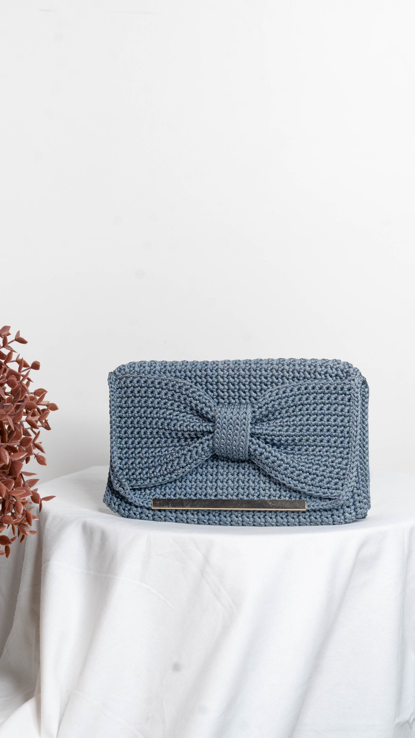 Grey Bow Clutch