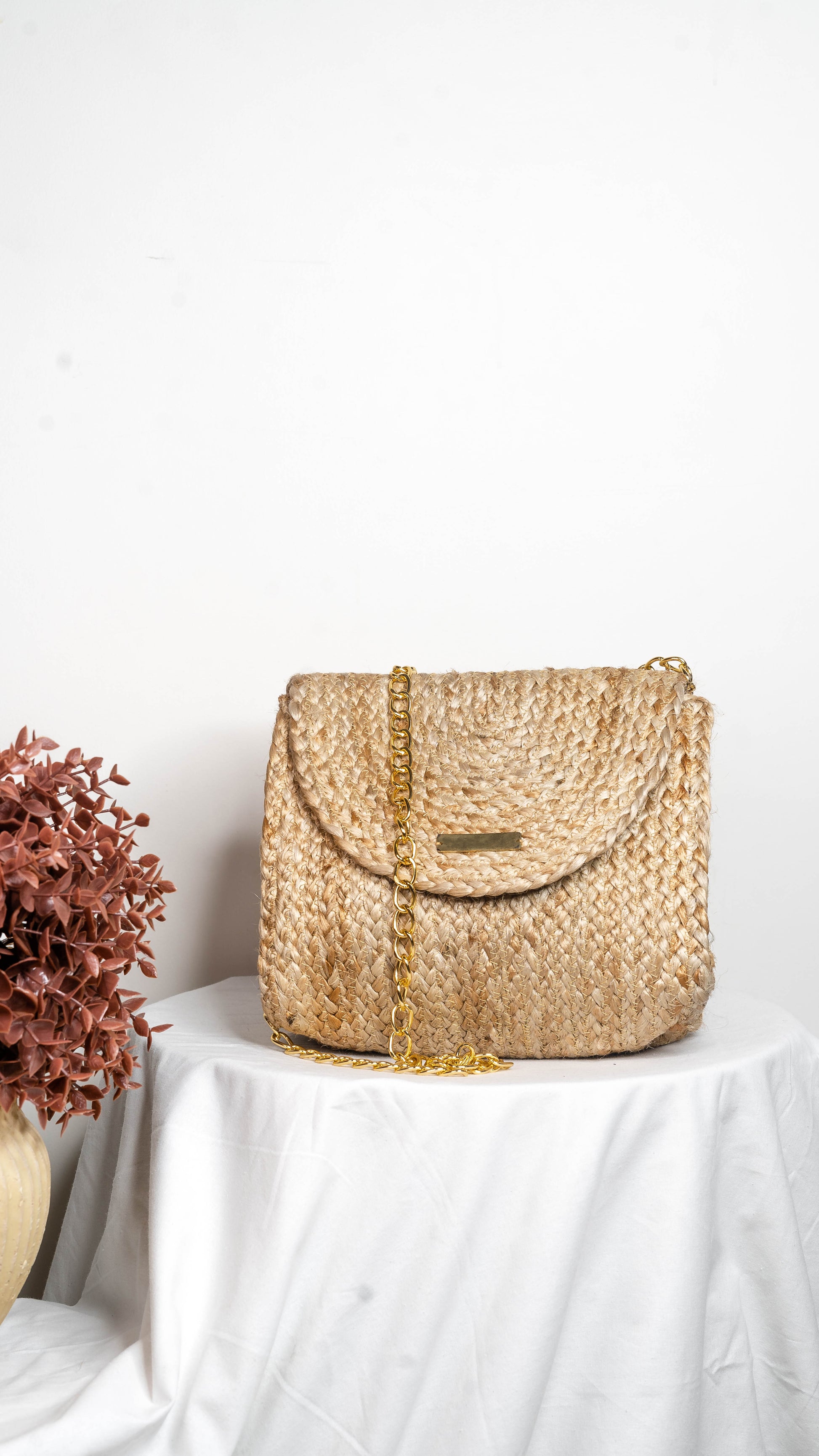 Square Jute Sling Bag