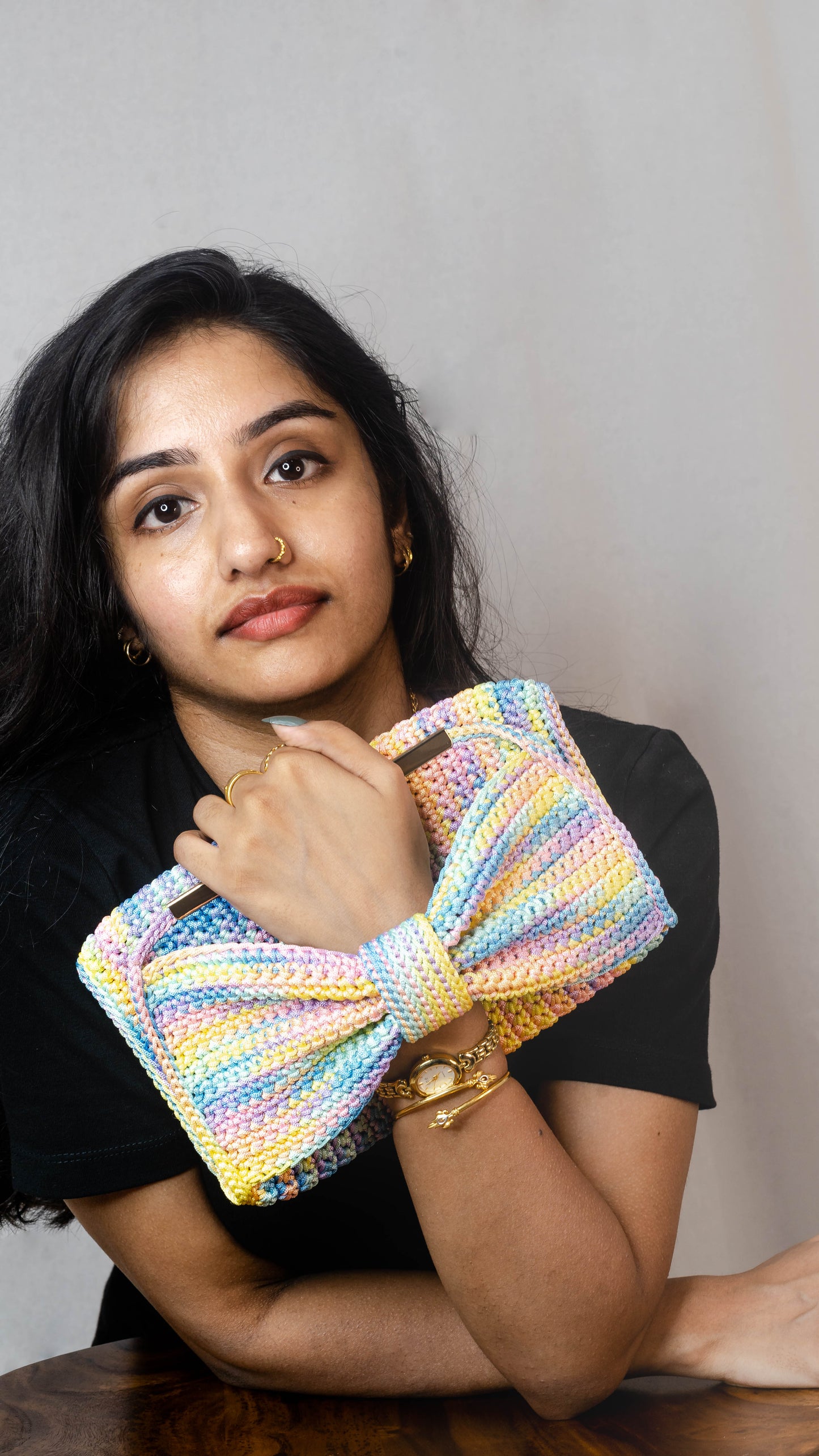 Multicolour Bow Clutch
