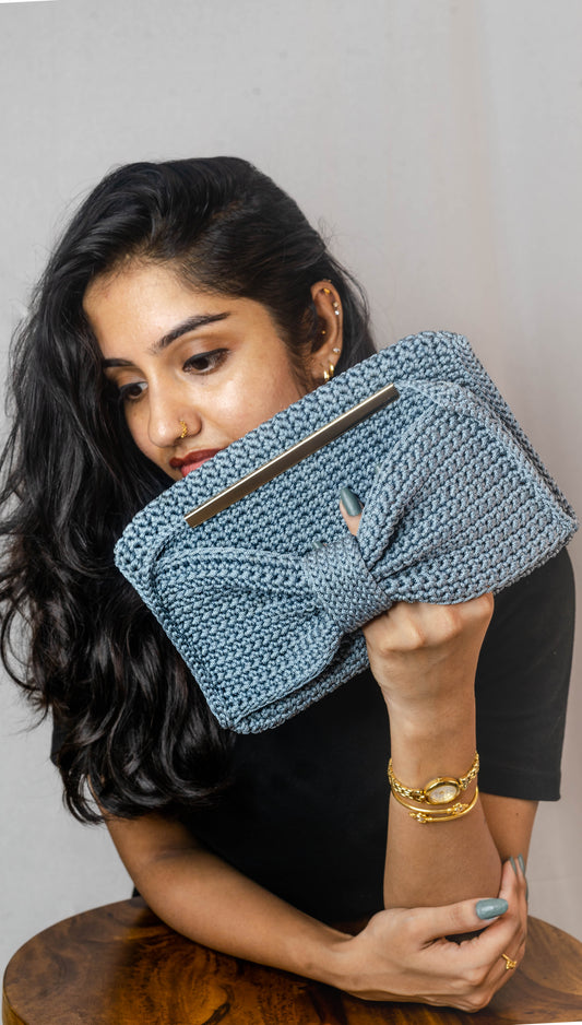 Grey Bow Clutch