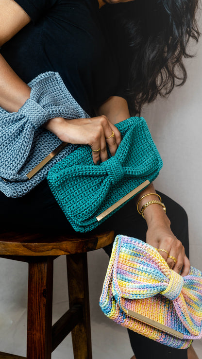 Teal Bow Clutch