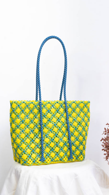 Yellow & Blue Biscuit Knot Basket
