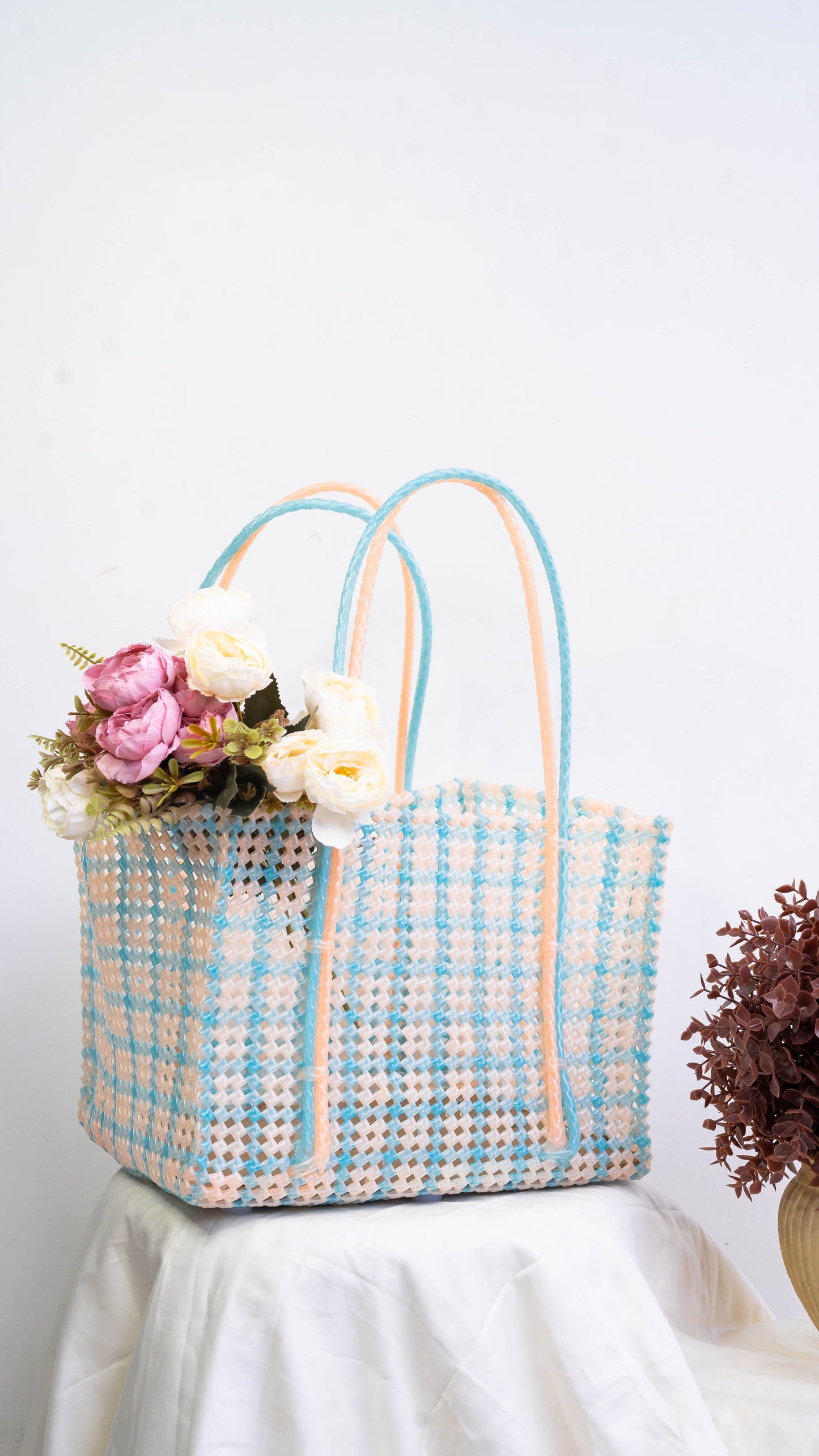 Sky Blue & Beige Casserole Basket