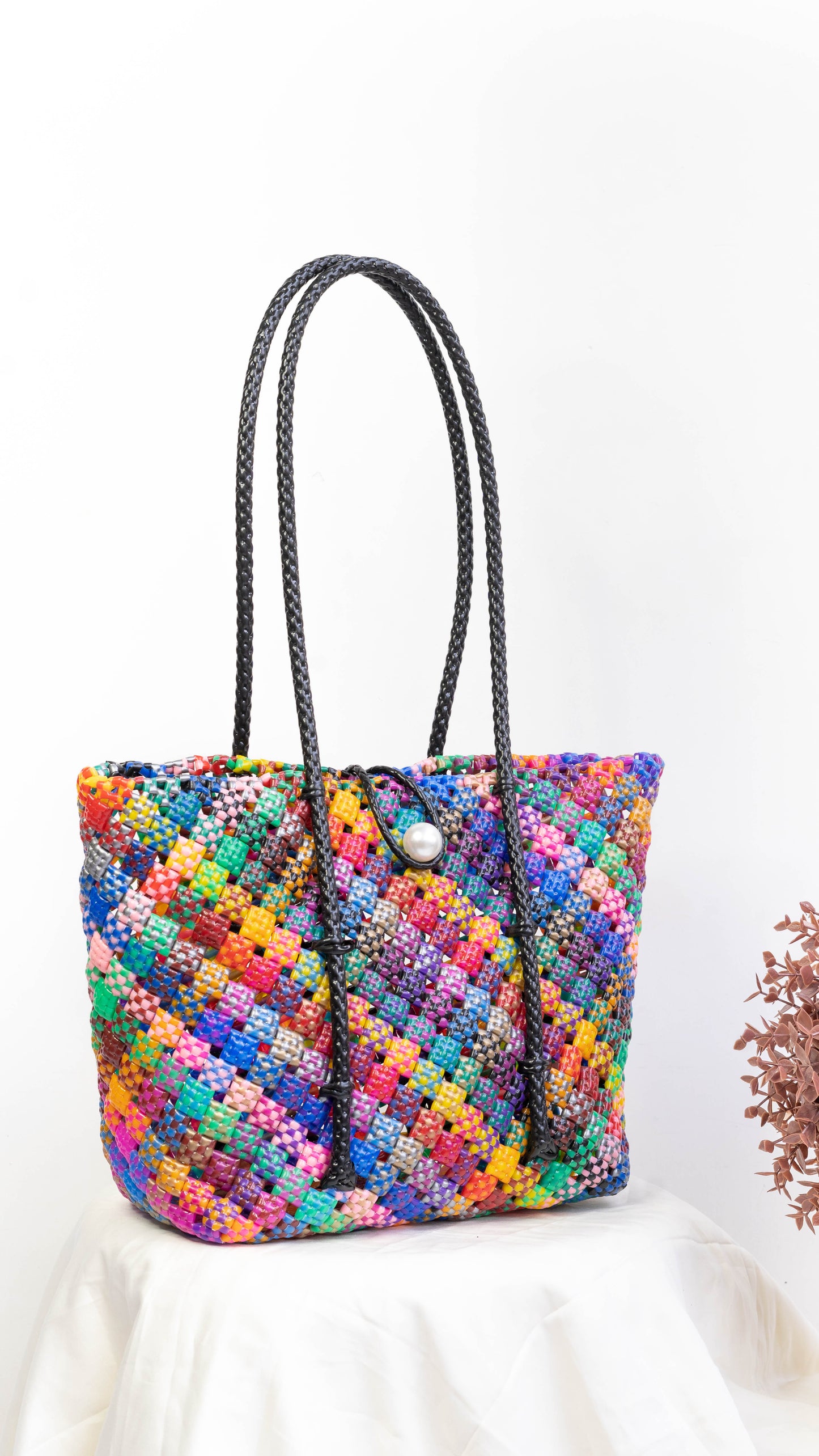 Black Multicolour Biscuit Knot Basket - Small
