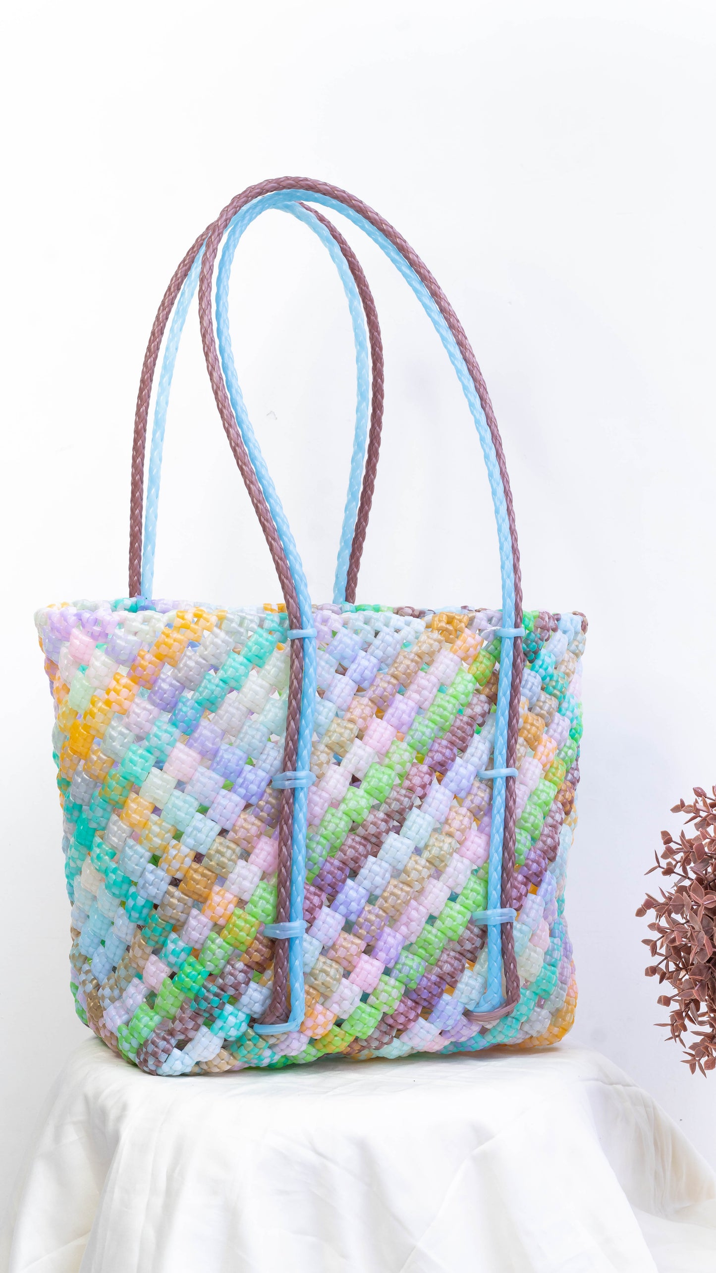 Brown & Blue Multicolour Biscuit Knot Basket