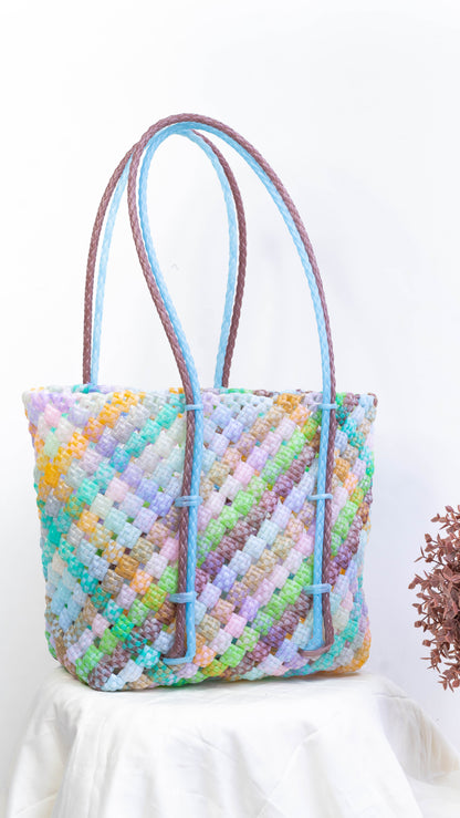 Brown & Blue Multicolour Biscuit Knot Basket