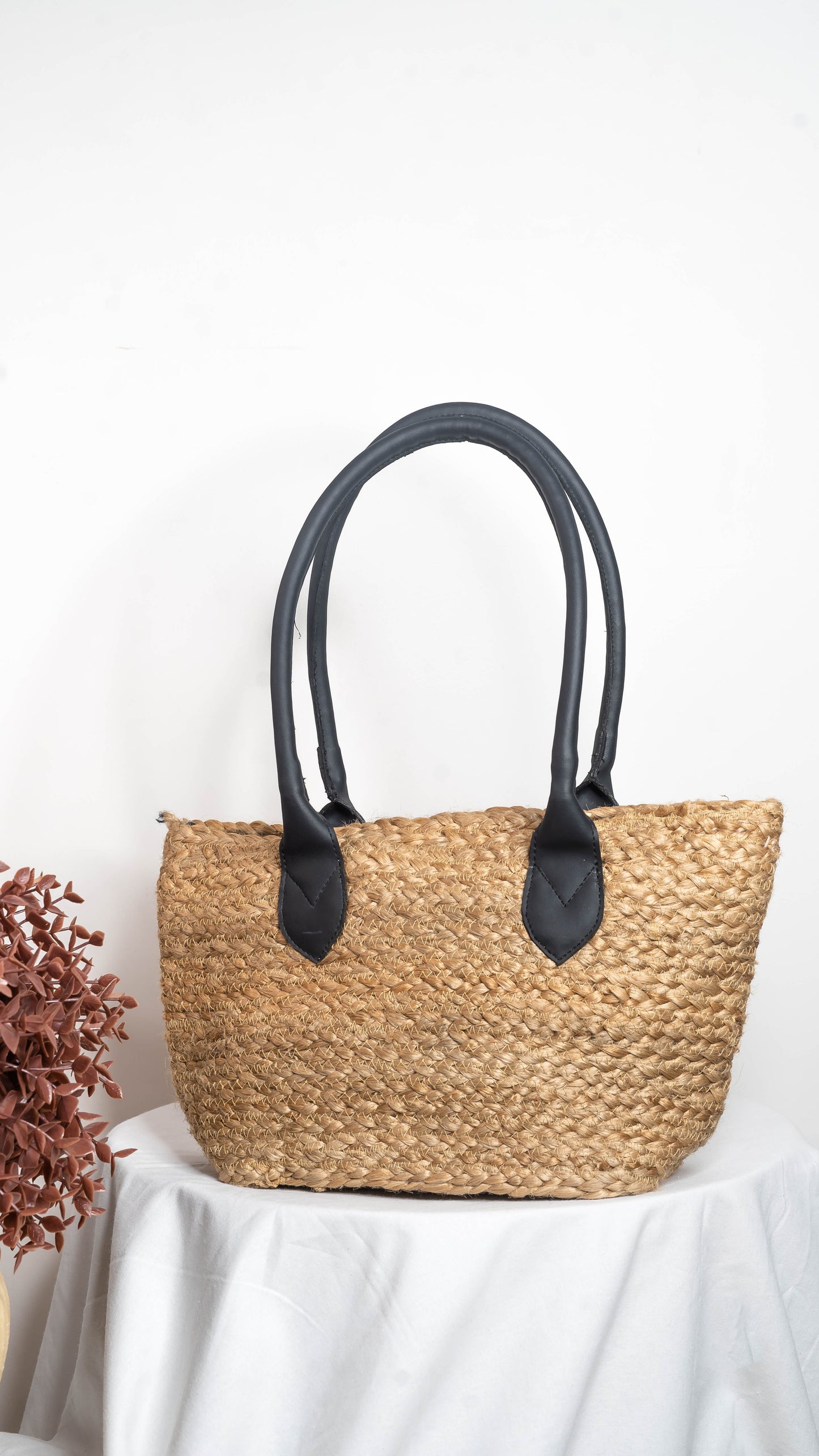 Small Jute Leather Tote