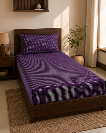 Viking Chennimalai Bedsheet - Purple — Warm-room styling view