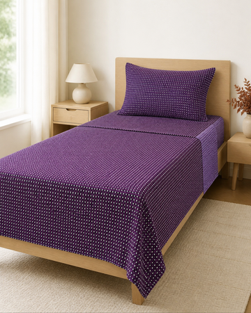 Viking Chennimalai Bedsheet - Purple — Bright-room styling view