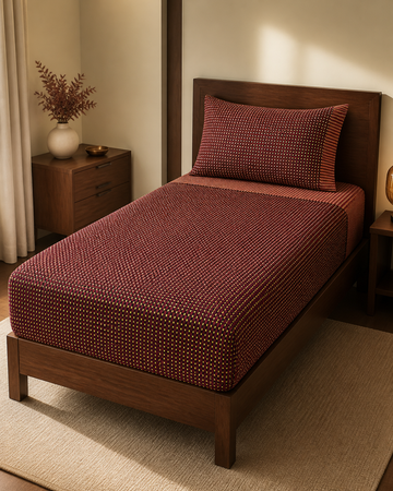 Viking Chennimalai Bedsheet - Brown — Warm-room styling view