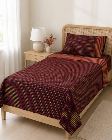 Viking Chennimalai Bedsheet - Brown — Bright-room styling view