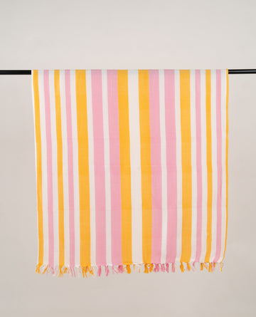 Chennimalai Handloom Ultra Soft Bamboo Towel Yellow with pink