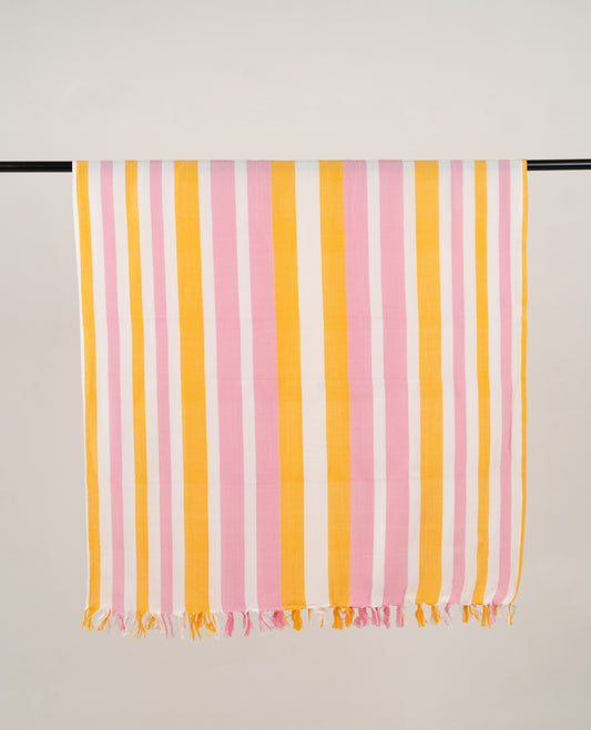 Chennimalai Ultra Soft Bamboo Towel Yellow with pink