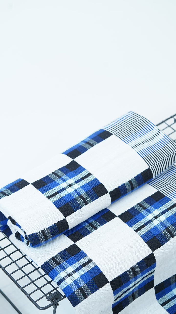 Premium Handloom Candy Check Single Cot Chennimalai Bedsheet - Blue