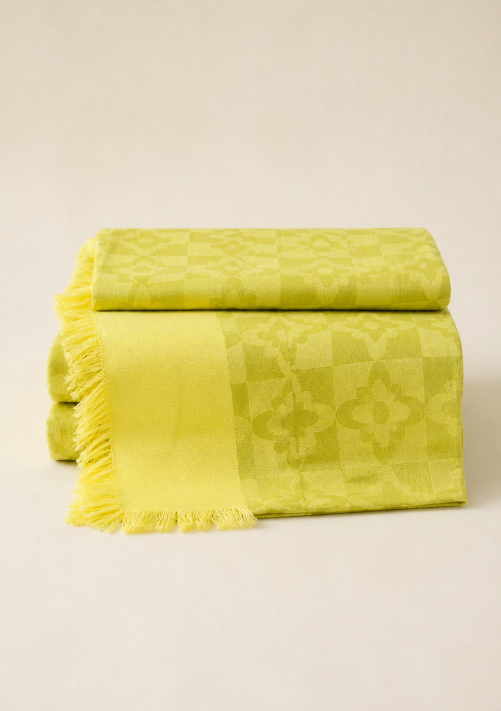 Yellow Bliss Flower Pattern Lovely Chennimalai Bedsheet — Folded catalogue view