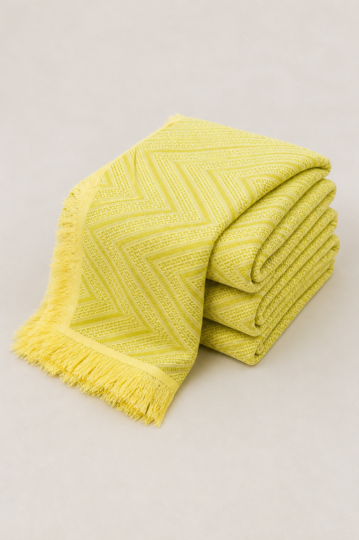 Yellow Zig Zag Lovely Chennimalai Bedsheet — Folded catalogue view