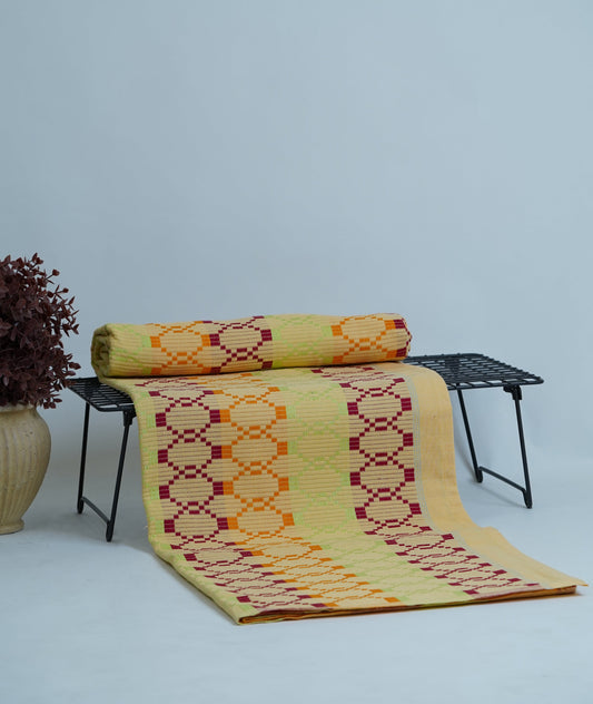 Premium Handloom Vintage pattern Chennimalai Bedsheet - Red and orange