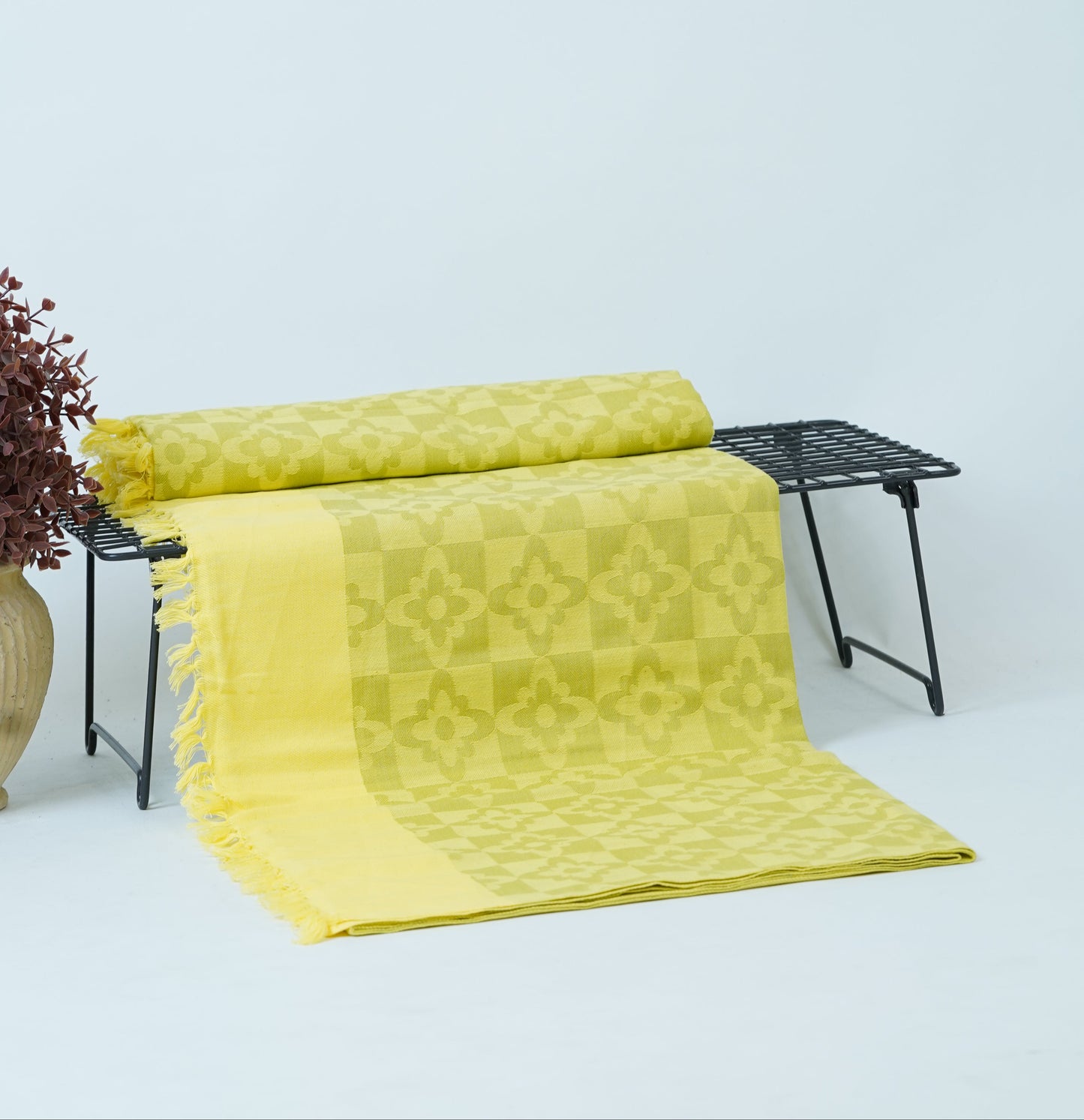 Yellow Bliss Flower Pattern Lovely Chennimalai Bedsheet