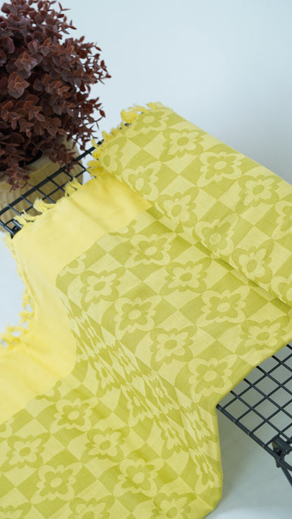Yellow Bliss Flower Pattern Lovely Chennimalai Bedsheet