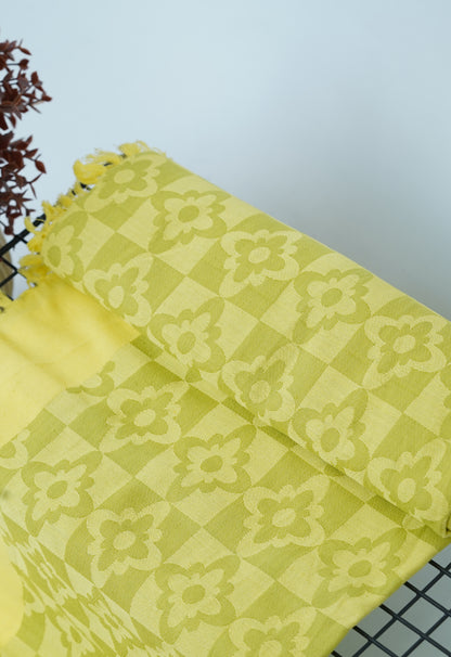 Yellow Bliss Flower Pattern Lovely Chennimalai Bedsheet