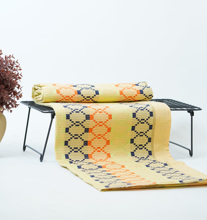 Premium Handloom Vintage pattern Chennimalai Bedsheet - Black and Orange