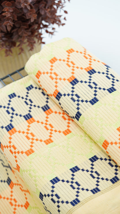 Premium Handloom Vintage pattern Chennimalai Bedsheet - Black and Orange