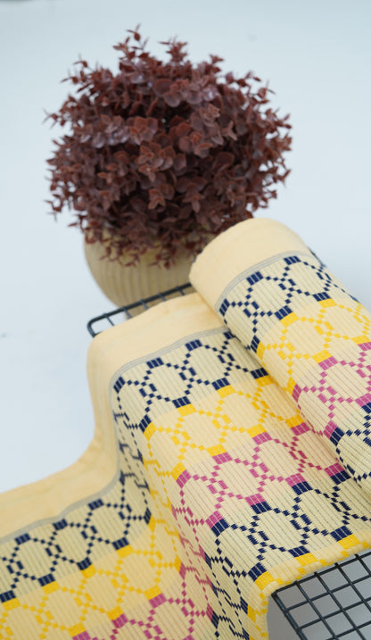 Premium Handloom Vintage Pattern Chennimalai Bedsheet - Black and Pink