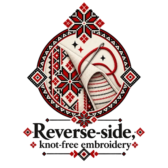 Reverse-side knot-free embroidery